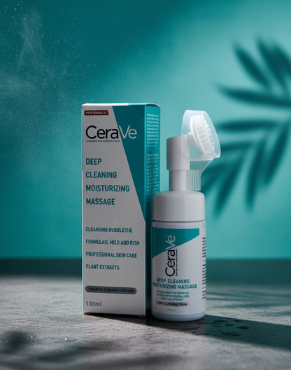 CeraVe Deep Cleaning Moisturizing Massage Foam Cleansing Cream – Gentle, Hydrating Facial Cleanser