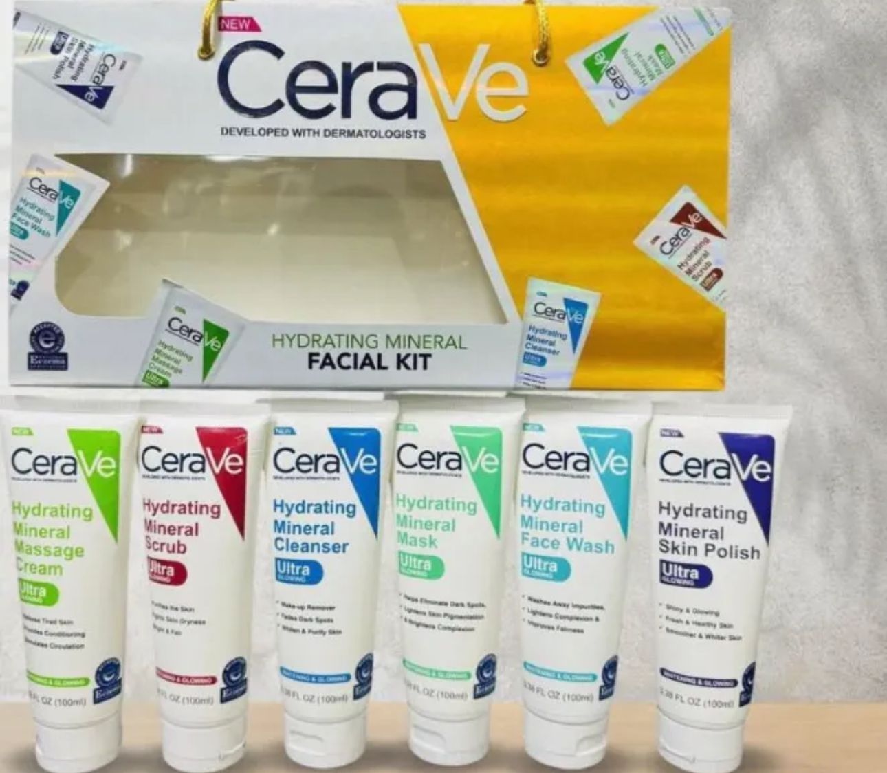 CeraVe 6 In 1 Hydrating Mineral Facial Kit For Deep Cleansing, Brightening And Glowing Skin