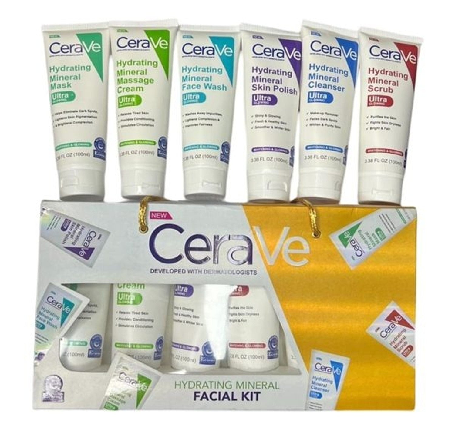 CeraVe 6 In 1 Hydrating Mineral Facial Kit For Deep Cleansing, Brightening And Glowing Skin