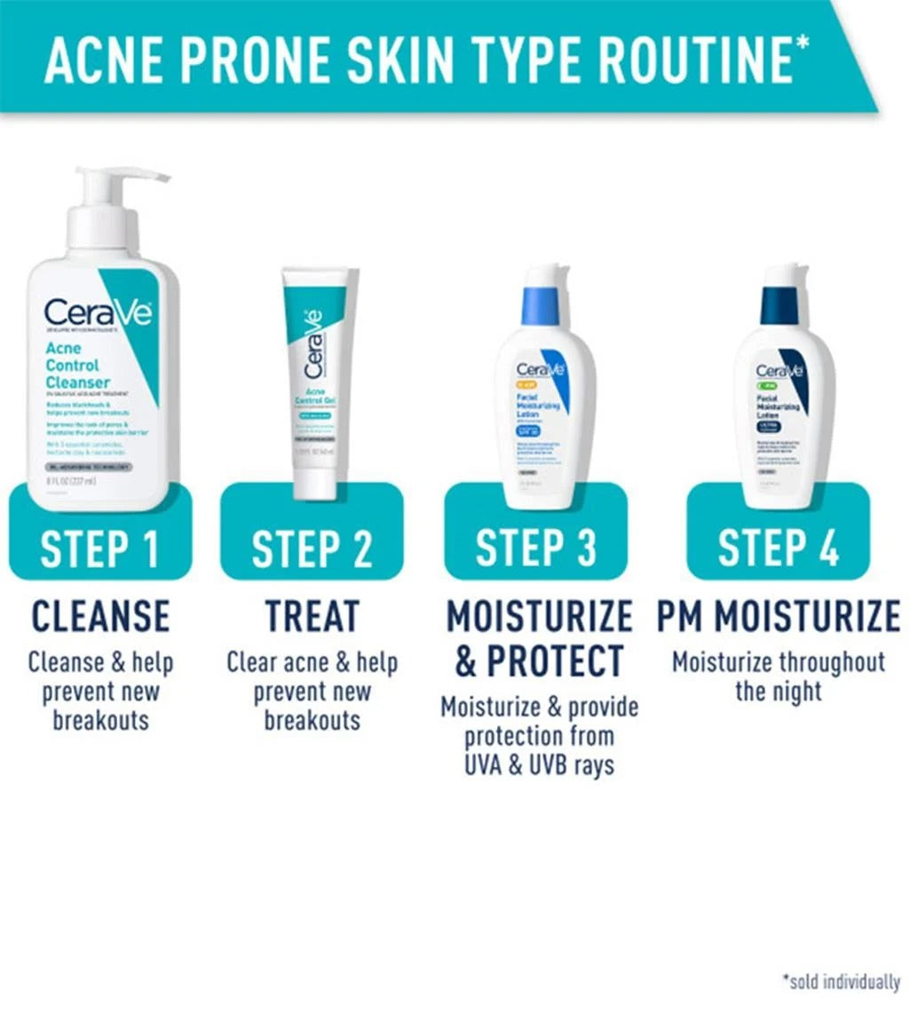 CeraVe Acne Control Cleanser | 2% Salicylic Acid Gel-to-Foam Face Wash for Oily & Acne-Prone Skin