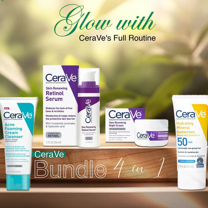 CeraVe 4 in 1 Complete Skincare Kit – Night Cream, Sunblock, Cleanser & Hydrating Serum