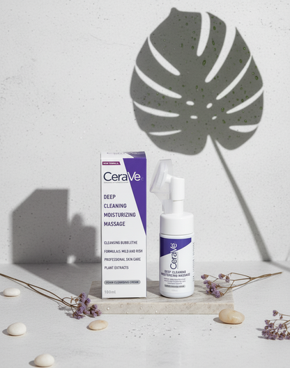 CeraVe Deep Cleaning Moisturizing Massage Foam Cleansing Cream – Mild Hydrating Cleanser for Radiant, Fresh & Comfortably Soft Skin
