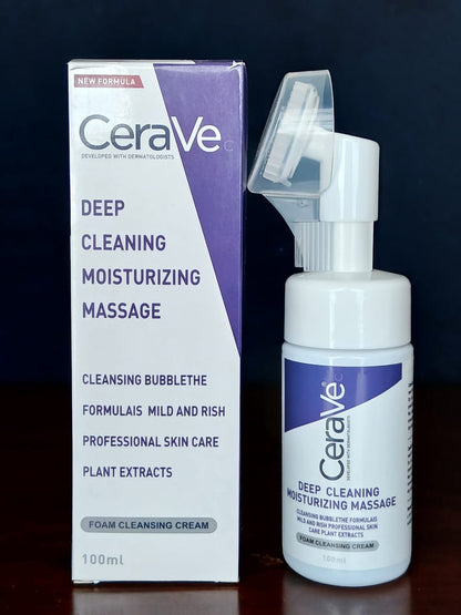 CeraVe Deep Cleaning Moisturizing Massage Foam Cleansing Cream – Mild Hydrating Cleanser for Radiant, Fresh & Comfortably Soft Skin