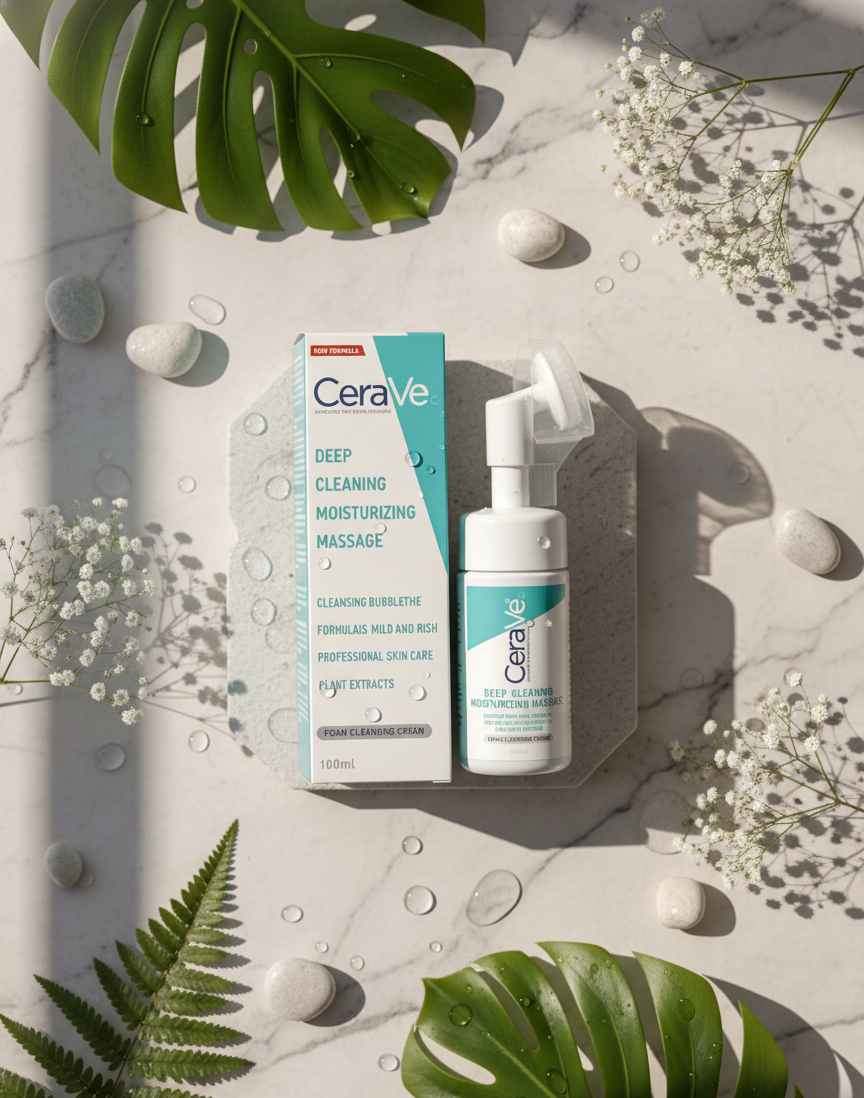 CeraVe Deep Cleaning Moisturizing Massage Foam Cleansing Cream – Gentle, Hydrating Facial Cleanser