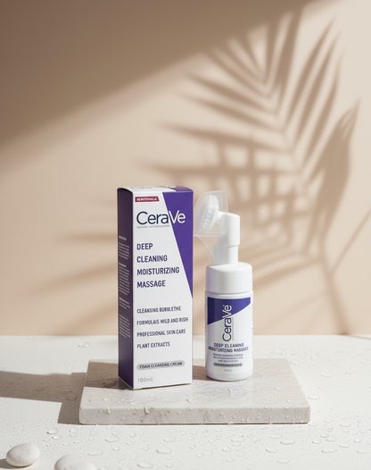 CeraVe Deep Cleaning Moisturizing Massage Foam Cleansing Cream – Mild Hydrating Cleanser for Radiant, Fresh & Comfortably Soft Skin