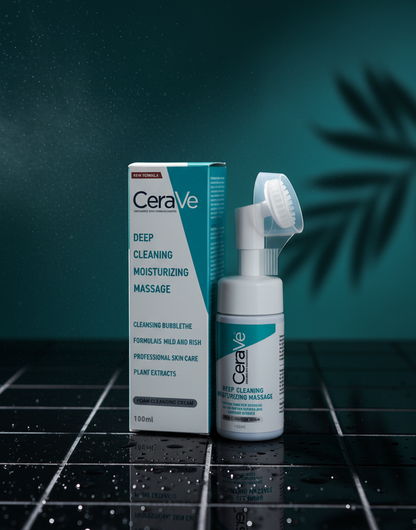 CeraVe Deep Cleaning Moisturizing Massage Foam Cleansing Cream – Gentle, Hydrating Facial Cleanser